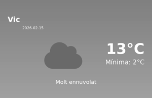 AEMET: El temps per a Vic – 15 de Febrer de 2026