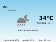 Previsió de l’AEMET a Vic avui 16 de Juny de 2026