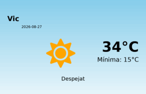 El temps a Vic avui, 27 de Agost de 2026