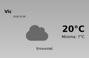 El temps avui 30 de Octubre de 2026 a Vic segons l’AEMET